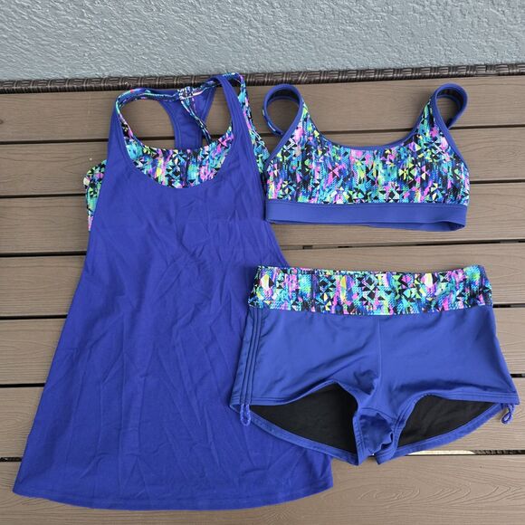 TYR Machu Pichau Multicolor Racerback Top W/ Boyshorts & Tank Sz S New Sample - Picture 1 of 5